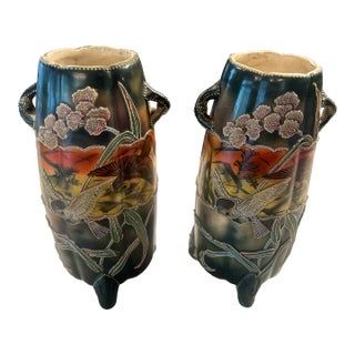 Pair of Antique Nippon Moriage Vases For Sale
