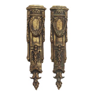 Pair of Mid 20th Century European Ornate Bronze Furniture Leg Appliques For Sale