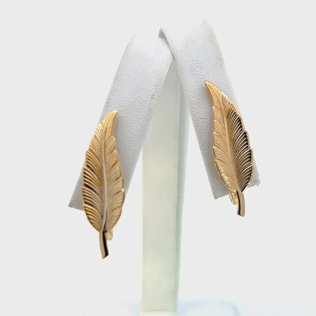 1990s Tiffany & Co Estate Leaf Earrings Clip-on 14k Gold Plated, 2 Pieces For Sale - Image 9 of 9