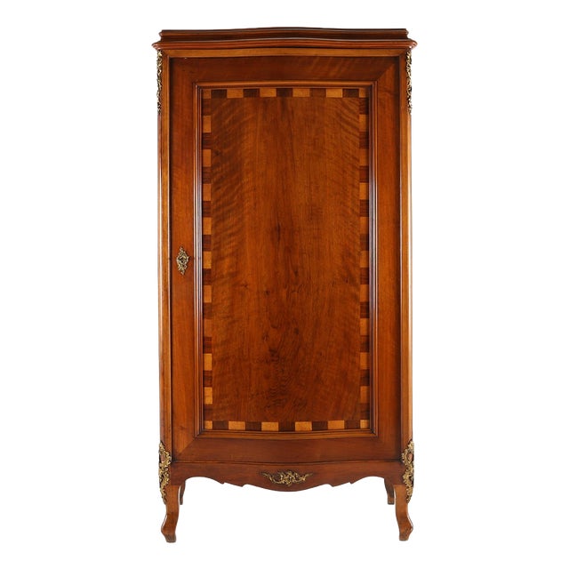 Antique Wooden Cabinet with Inlay and Bronze Decorations, France, 1860 For Sale