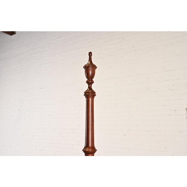 Wood Ethan Allen Georgian Carved Solid Cherry Wood Queen Size Poster Bed For Sale - Image 7 of 13