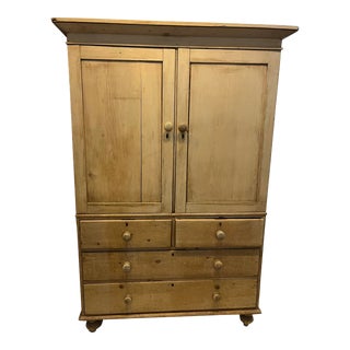 Vintage English Pine Shelves & Drawers & Key Cupboard For Sale