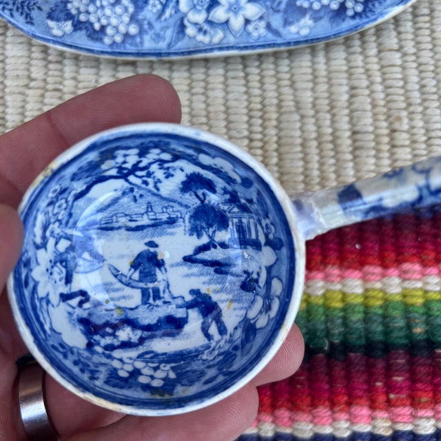 Early 19th Century A Antique Pearlware Blue Transfer Decorated Sauce Tureen W/Lid and Tray. Circa 1820's For Sale - Image 5 of 12