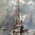 Large Vintage Nautical Oil Painting by B. Wilder - Coastal Ship Scene 48" X 36" For Sale - Image 4 of 9