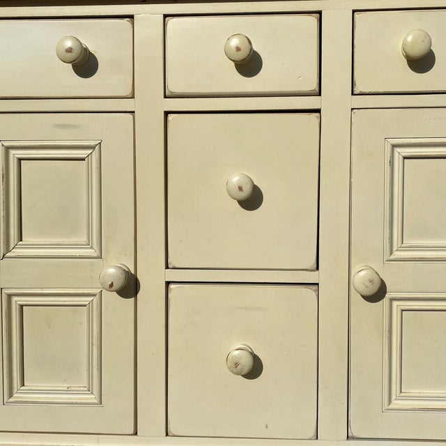 Vintage Painted Wood Sideboard With Paneled Doors For Sale - Image 9 of 18