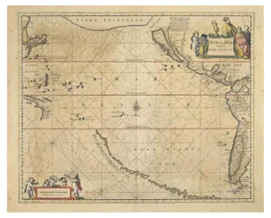 Johannes Janssonius, Antique Map of Mare Pacificum, Etching, 1650s
