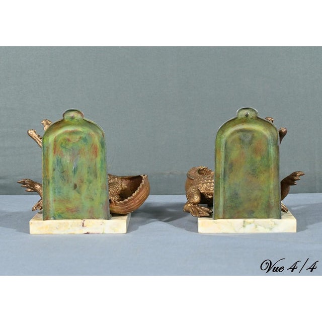 Crocodile Bookends in Spelter and Bronze, 1920s, Set of 2 For Sale - Image 15 of 18