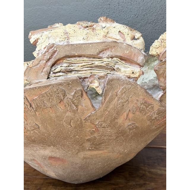 Vintage Monumental Original Slab Built Studio Pottery Bowl For Sale - Image 9 of 12