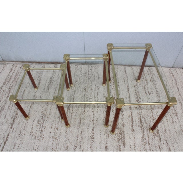 Mid-Century Modern 1980s Italian Brass Nesting Tables For Sale - Image 3 of 11