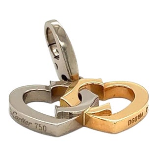 20218 - Cartier C Hearts 18k White & Pink Gold Interlaced Heart Charm Pendant For Sale