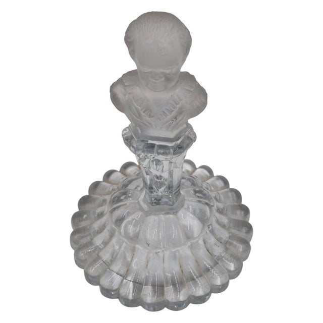 1930s Antique Unsigned Baccarat French Frosted Crystal Bust of Young Napoleon II on Pedestal Base For Sale - Image 5 of 10