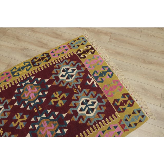 1980s Tribal Style Turkish Handmade Oushak Kilim Rug For Sale In Sacramento - Image 6 of 13