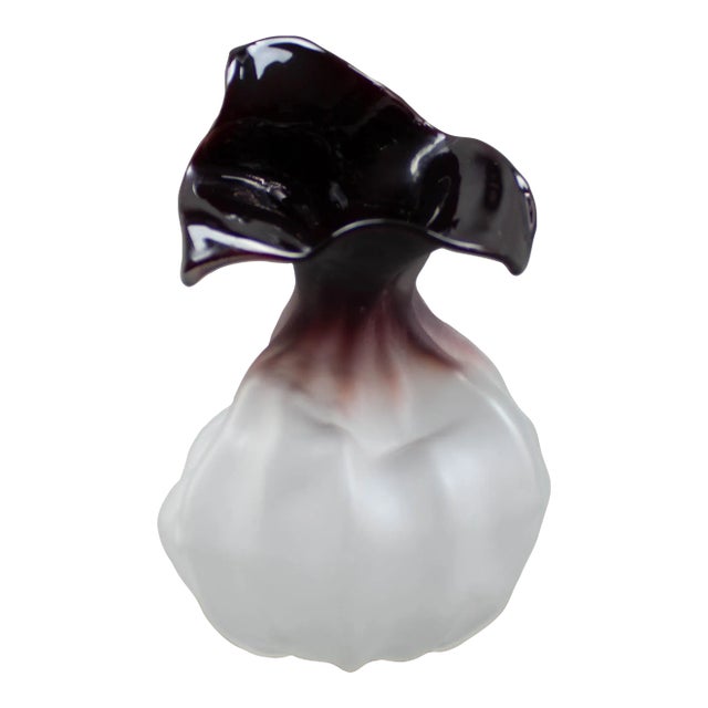 Vintage Nikolas Weinstein Signed Sculptural Frosted Art Glass Vase For Sale