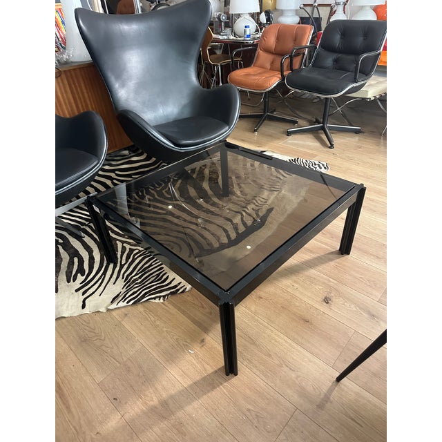 Black Glass and Metal Coffee Table by George Ciancimino for Mobilier International, 1975 For Sale - Image 8 of 13