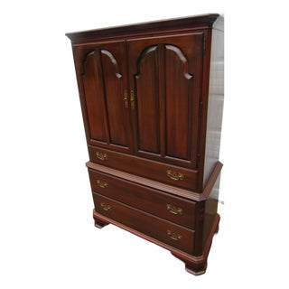 1980s Ethan Allen Armoire Wardrobe Cherry Chest Georgian Court For Sale