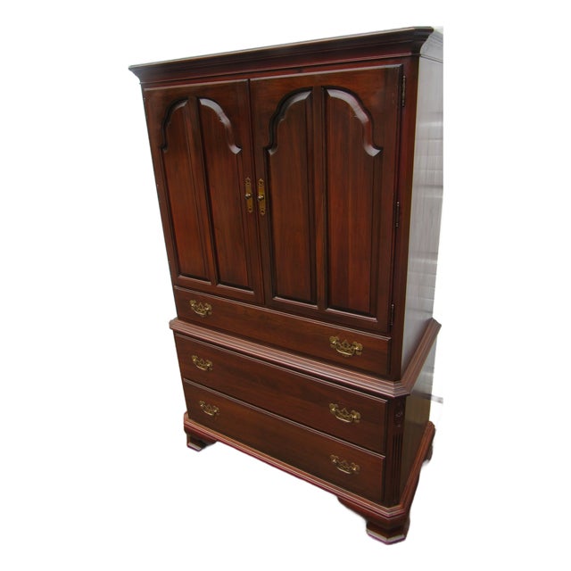 1980s Ethan Allen Armoire Wardrobe Cherry Chest Georgian Court For Sale