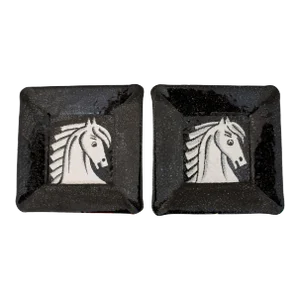 Mid-Century Italian Pottery Horse Plates - a Pair