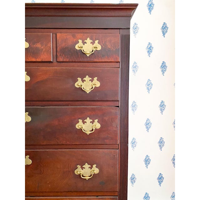 Brown Antique Late 1700s Western Maryland Chippendale Walnut Tall Chest of Drawers For Sale - Image 8 of 15
