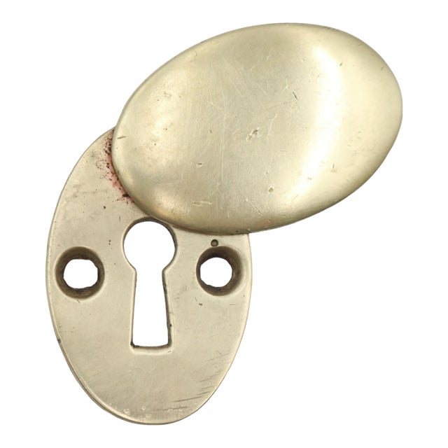 Reclaimed Plain Oval 1.625 In. Brass Keyhole Cover With Draft Plate For Sale