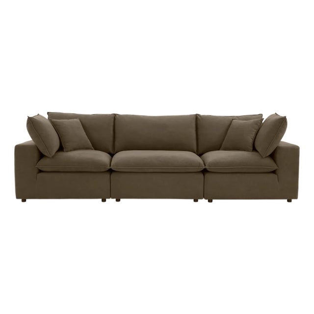 Brown Cali Chocolate Brown Performance Velvet Modular Sofa For Sale - Image 8 of 8