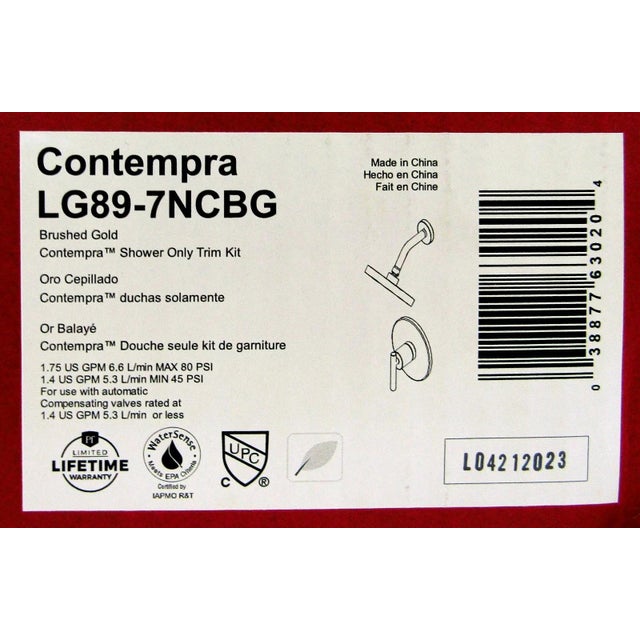 Pfister Lg89-7ncbg Contempra Pressure Balanced Shower Only Trim - Brushed Gold For Sale - Image 11 of 12