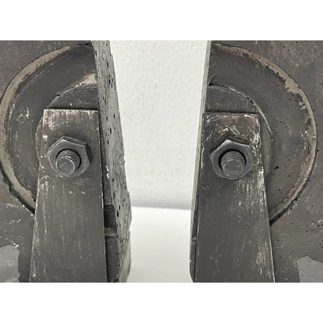 Industrial Modern Iron Bookends - Set of 2 For Sale - Image 12 of 13