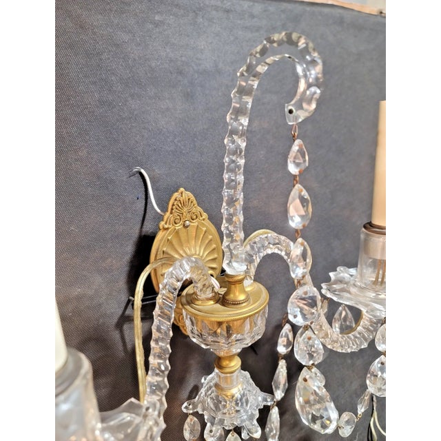 Traditional 18thc British George III Museum Quality Cut Glass / Ormolu Wall Sconces - Set of 3 For Sale - Image 3 of 18