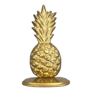 Vintage Solid Brass Pineapple Bookend For Sale