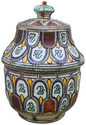 Mid 20th Century Moroccan Ceramic Bowl With Lid
