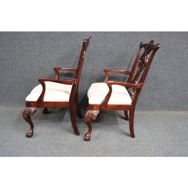 Thomasville Chippendale Style Mahogany Claw & Ball Armchairs For Sale - Image 9 of 10