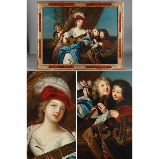 After J-F Courtin, The Zither Player, 1850, Oil on Canvas, Framed For Sale - Image 3 of 18
