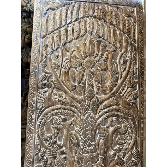 Mid-Century Modern Tree of Life Carved Natural Wood Barn Door – Feature Wall Panel 84x36 For Sale - Image 3 of 6