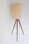 Large Scandinavian Teak Tripod Floor Lamp with Drawn Thread Embroidery Shade For Sale - Image 4 of 13