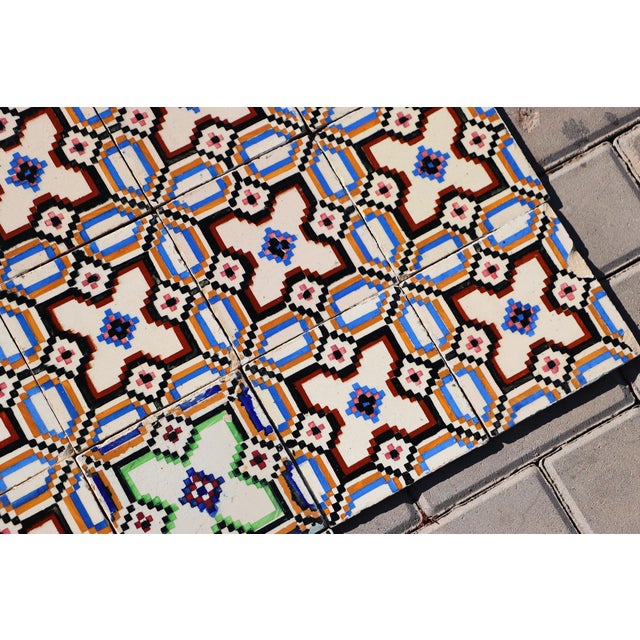 Ceramic Art Nouveau / Early Art Deco Design Set of 33 Portuguese Geometric Tiles Multicolor c.1900s For Sale - Image 7 of 18