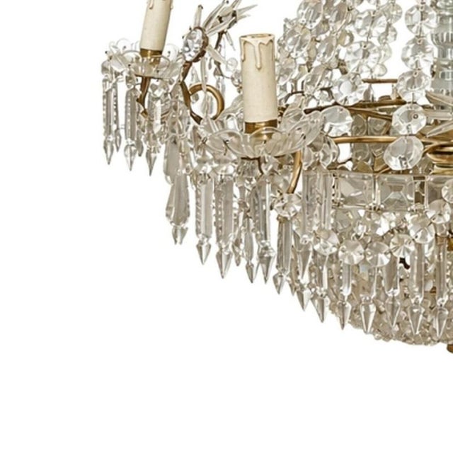 Quenn Mary Chandelier with Glass and Crystal Pendants For Sale - Image 3 of 6