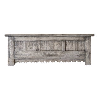 Vintage Reclaimed Fir 3 Door Carved Console For Sale