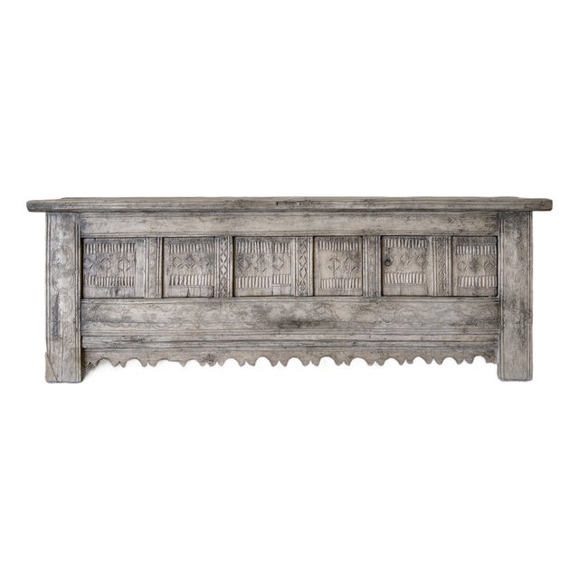 Vintage Reclaimed Fir 3 Door Carved Console For Sale