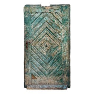 Green Door with Chevron Design For Sale