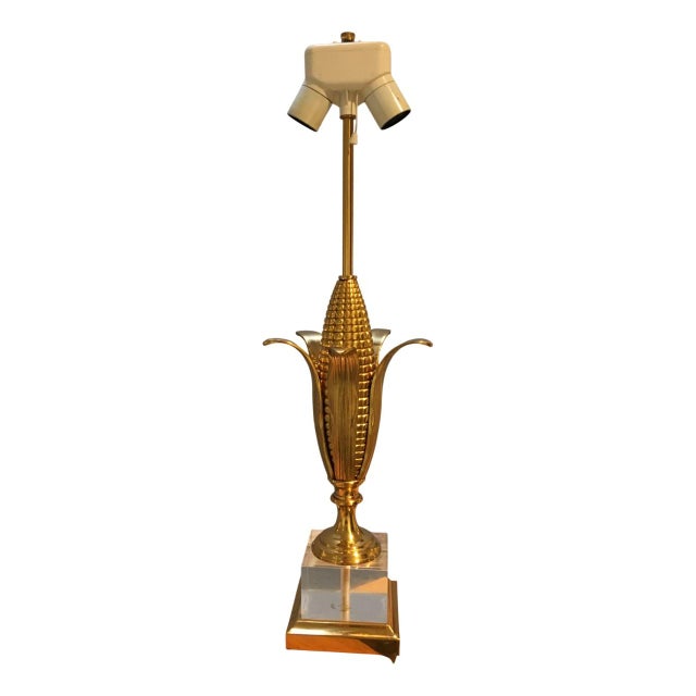 Brass Corn Lamp attributed Maison Charles, 1960s For Sale - Image 12 of 12