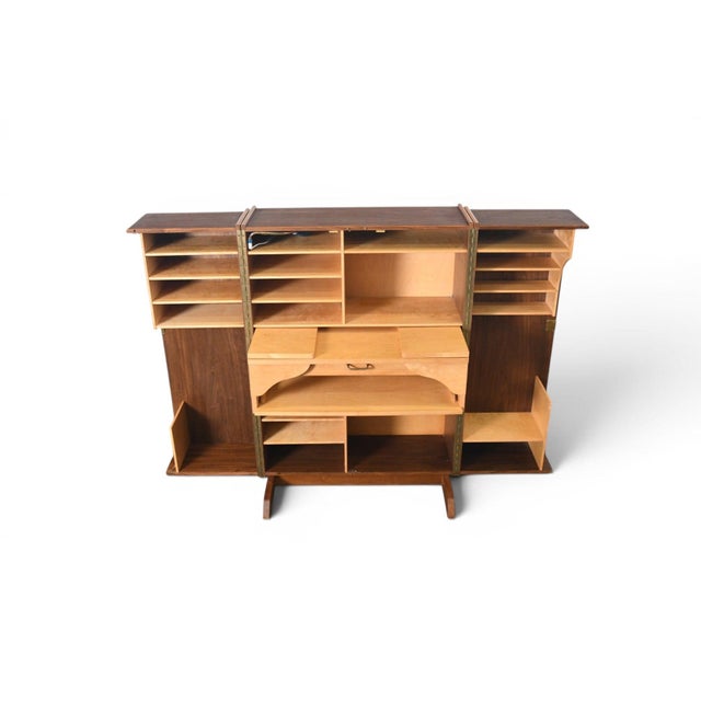 German Walnut "Desk in a Box" Home Office Cabinet, 1960s For Sale - Image 11 of 17
