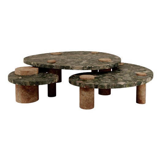 Organic Marble Magatama Coffee Tables by Esther Knopfler, Set of 3 For Sale