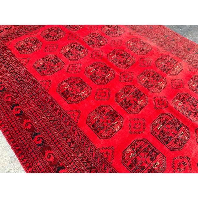 Vintage Afghan Turkoman Tribal Wool Rug For Sale - Image 6 of 9