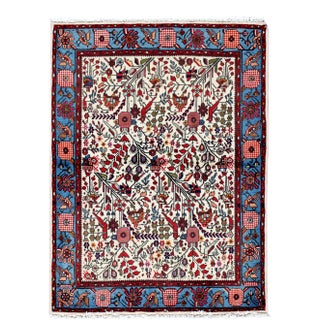 Ivory Vintage Persian Hamadan Wool Rug For Sale