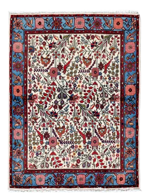 Ivory Vintage Persian Hamadan Wool Rug