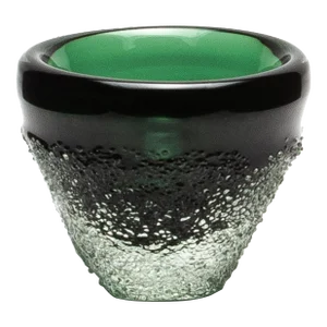 Hand Blown Murano Frozen Vase in Emerald Green Small