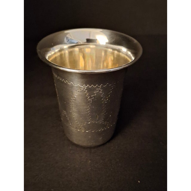1950s Vintage Esco Sterling Silver Kiddush Cup Beaker Engraved Jewish Judaica For Sale - Image 5 of 12