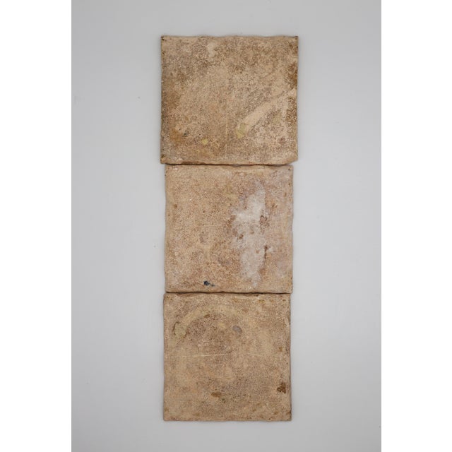 Blue 18th Century Baroque Set of Three Tiles Depicting a Flower Vase For Sale - Image 8 of 11