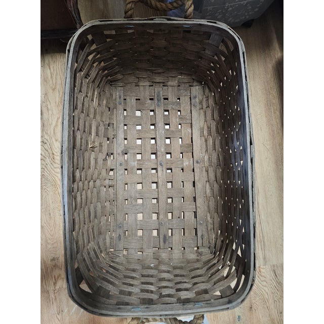 1940s Day Basket Co. Handwoven White Oak Long Market Basket, Stamped