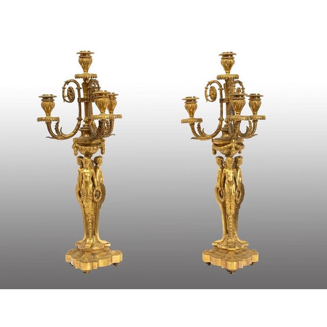 Antique 19th Century Napoleon III Candelabras in Gilded Bronze from H. Picard, France, Set of 2 For Sale - Image 4 of 4