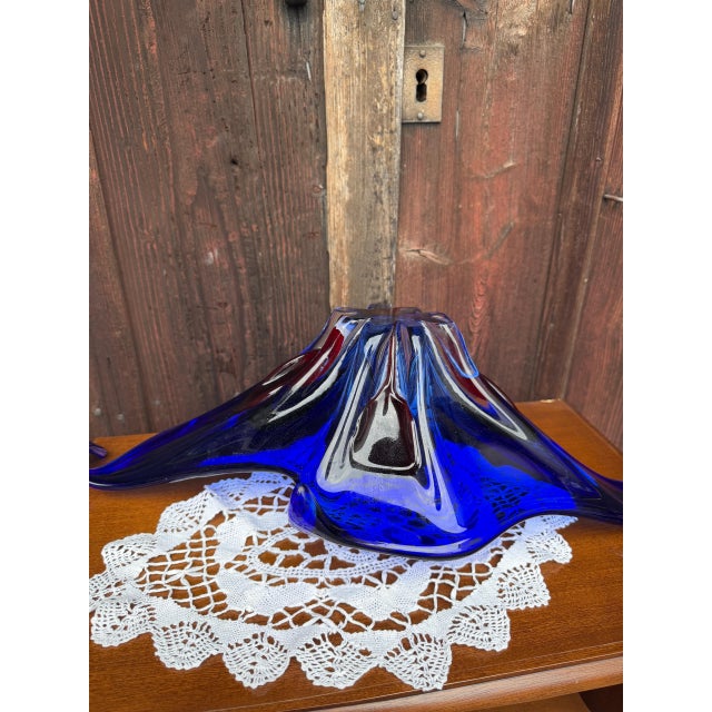 Large Mid-Century Blue-Red-Clear Sommerso Murano Glass Bowl, 1960s For Sale - Image 9 of 18